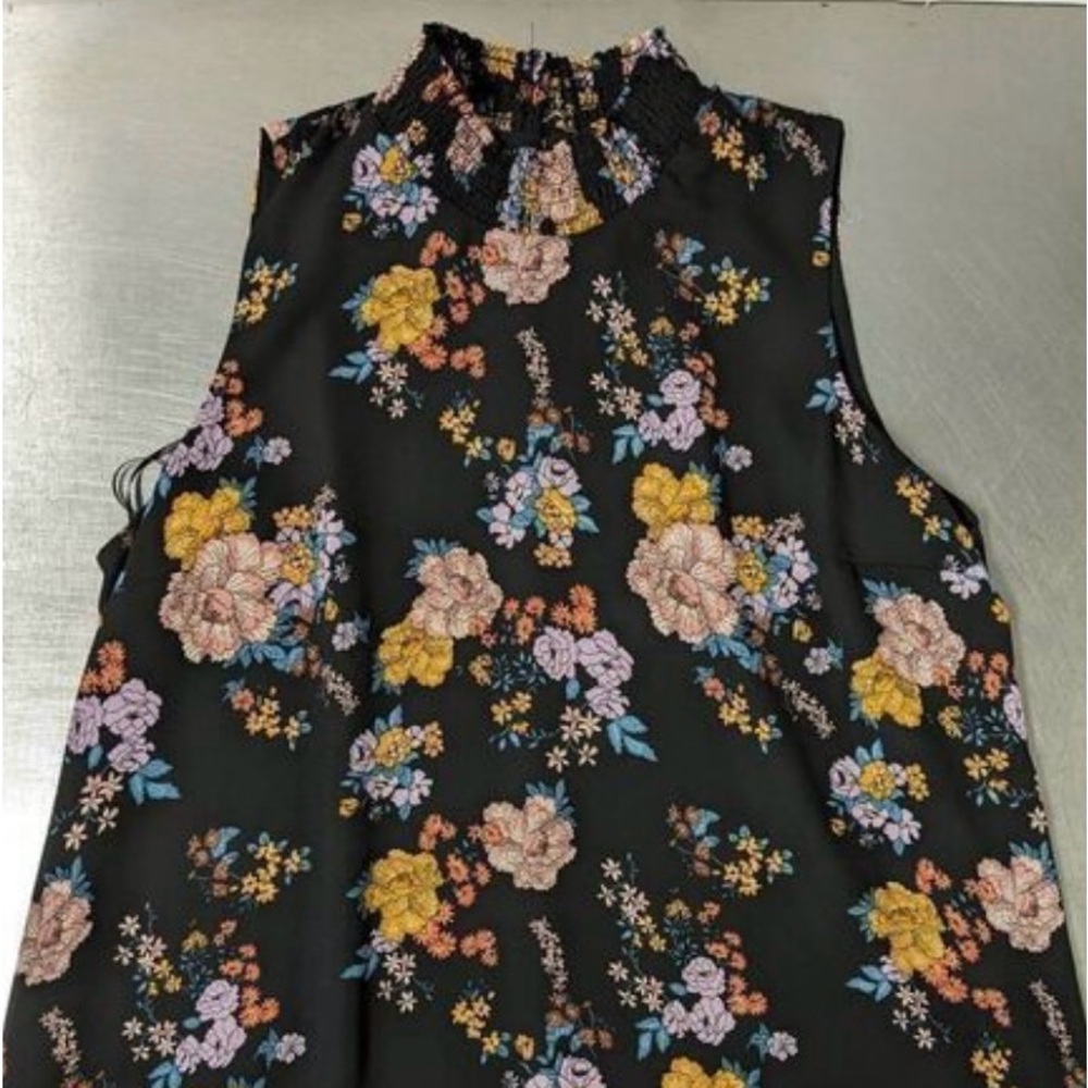 Pink Rose Women's Black Bouquet Sleeveless Elastic Knee Length - Picture 2 of 7